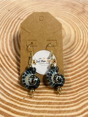 Ammonite Shell Earrings Nautical Fossil Coastal Beach Statement Jewelry